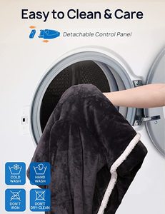 <strong>Quilted</strong> Flannel Sherpa Heating <strong>Throw</strong> with 6 Heat Settings 2-10 Hour Auto Shut Foot Pocket Sleeves Wearable Electric Blanket - Product Image 4