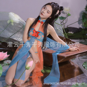 Uniformes antiguos estilo Dunhuang al por mayor, lencería exótica, conjuntos exóticos de Apsaras voladoras, atuendos sexys transparentes para bailarinas que seducen con su cuerpo - Product Image 4