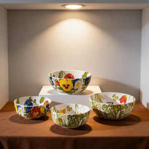 Colorful Flower Pattern Luxury European-Style Heat Resistant Ceramic Bowl <b>Set</b> for Salad Soup Fruit Serving Premium Porcelain - Product Image 6