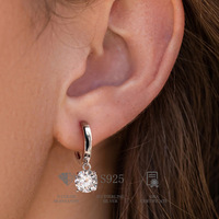 Boucles d'oreilles De D Color Pass Diamond Tester VVS 2ct S925 Round Brilliant Cut Moissanite Plain Loop Dangle Ear Stud Earrings