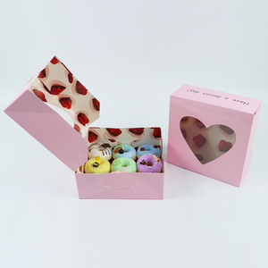 Boîte à gâteaux en papier personnalisée avec fenêtre en forme de <span class=keywords><strong>cœur</strong></span> Boîte à emporter Cookies Sweet Donuts Box - Product Image 6