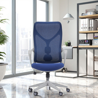 Chaise de bureau exécutive ergonomique moderne à dossier mi-haut en tissu maillé avec soutien lombaire réglable, accoudoirs réglables, pivotante, certifiée, à vérin à gaz