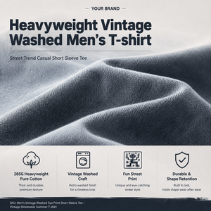 T-shirt en coton 285G pour hommes, style vintage délavé, imprimé graphique, coupe oversize, streetwear, fournisseur OEM, vente en gros - Product Image 5