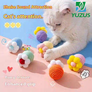 Giocattoli per Gatti Auto-Giocanti, Palla in Corda di Cotone con Sonaglio, Palla in Lana per Dentizione e Sollievo dalla Noia per Gattini - Product Image 1