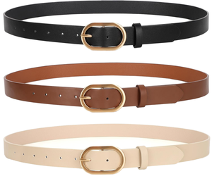 Ceinture de taille en cuir PU pour femmes, ceinture classique avec boucle ovale en métal doré, ceinture fine pour femmes, accessoire décontracté pour jeans, robes, usage quotidien - Product Image 1