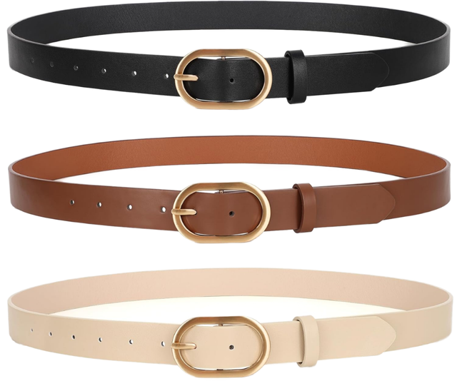 Hot Sale Stock -cheap Fashion Cute Pu Leather Women/girls Dress Belts with Gold Pin Buckle