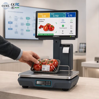 Balance intelligente LongFly A150L avec système POS Windows, double écran tactile de 15,6 pouces, imprimante d'étiquettes, certifiée OIML, processeur Intel I7, Bluetooth/WiFi