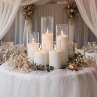 Décorations de mariage Matti : Centres de table en fleurs artificielles, décorations lumineuses de table, bougies LED pour la décoration de mariage artificielle