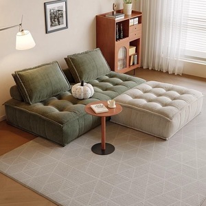 Canapé modulable créatif en forme de bloc de tofu, petit canapé carré de détente pour balcon ou appartement, avec structure en bois, style paresseux - Product Image 2