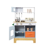 Ensemble de cuisine en bois pour enfants, jouet de simulation de cuisine multifonctionnel avec lave-vaisselle intégré et ustensiles de cuisine