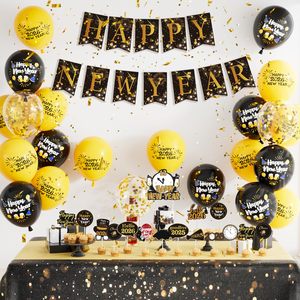 Grande Set Decorativo per <span class=keywords><strong>Capodanno</strong></span> 2027, Luci al Neon, Striscione Happy New Year, Palloncini in Foil <span class=keywords><strong>a</strong></span> Stella 4D Arcobaleno, Oro e Nero per Feste Disco - Product Image 4
