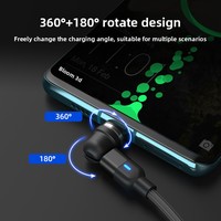 Kabel Data Anyaman Magnetik Putar 2m dengan Konektor Micro USB/Type-C untuk Ponsel - Hisap Buta 540 Derajat