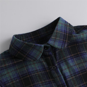 JS <span class=keywords><strong>camicia</strong></span> corta a quadri di cotone con colletto finto decorativo elegante accessori di indumento - Product Image 4