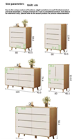 Commode à 5 tiroirs en MDF de style japonais, meuble de rangement gain de place pour chambre à coucher, coffre en bois pour salon
