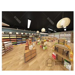 Modische Supermarkt-Dekoration Läden Innendesign Obst- und Gemüse-Vorstellungsregal