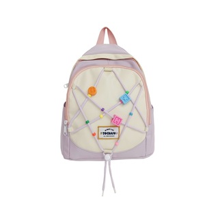 Mochila doble compacta y ligera, con cremallera impermeable para hombre y mujer, mochila sencilla con letras en contraste de color. - Product Image 2