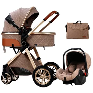 Coches Para Bebes. Carruaje de lujo Cochecito de bebé Buggy 4 en 1 Cochecito de bebé plegable Cochecito 3 en 1 con asiento de coche