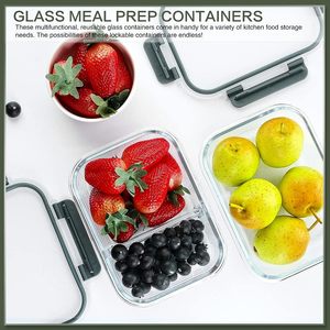 Recipientes de Vidrio para Preparación de Comidas de 30 oz, Recipientes de Vidrio para Almacenamiento de Alimentos con Tapas Herméticas, Loncheras Bento de Vidrio Aptas para Congelador y Lavavajillas - Product Image 5