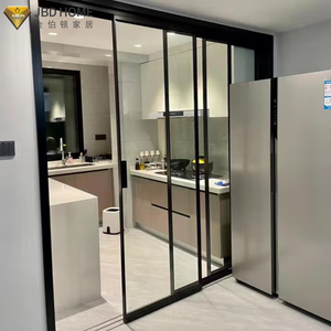 Puerta Corredera <span class=keywords><strong>de</strong></span> Aluminio con Marco Delgado y Vidrio Templado - Moderna Separación para Patio y Cocina - Product Image 3