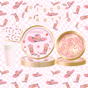 DAMAI Cowgirl Disco Birthday Party Plates Napkins Tableware Set 40-60 Pcs Plastic <b>for</b> Bachelorette Celebration Decorations - Product Image 1