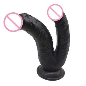 Женский имитационный фаллоимитатор для лесбиянок, 21,5 см, Анальная пробка, секс-игрушки, реалистичный вибратор, мощная присоска, двойная головка - Product Image 4