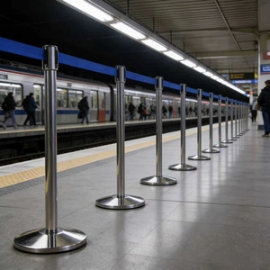 Barrera Retráctil de Acero Inoxidable de 900 mm de Altura con Base de Hierro Fundido para Control de Multitudes en Aeropuertos y Eventos - Product Image 6