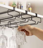 Organizador Colgante para Copas de Vino Tinto, Soporte Metálico para Debajo del Gabinete, Sin Perforaciones, para Colgar Copas de Vino