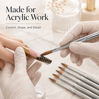 Fournisseur professionnel 2026 – Pinceaux à ongles personnalisés avec logo, manche en métal argenté, pinceau acrylique 100 % Kolinsky
