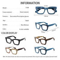 Gafas de montura cuadrada Retro para hombre, gafas ópticas de acetato versátiles con cara de diamante, montura sólida grande y gruesa a la moda