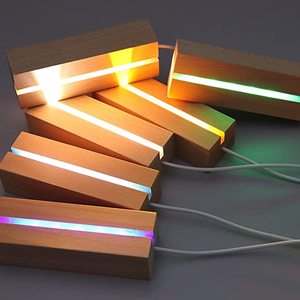 Commercio all'ingrosso della fabbrica di alta qualità artigianato in <span class=keywords><strong>legno</strong></span> ornamenti 150mm senza scanalatura USB bianco caldo luce rettangolare <span class=keywords><strong>legno</strong></span> Led Base - Product Image 6