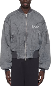 Chaqueta de bombardero de lona de algodón de <span class=keywords><strong>nylon</strong></span> encerado impermeable teñida con ropa Vintage acolchada Y2K cálida de invierno recién llegada con logotipo personalizado