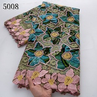 Tela de encaje seco de cera bordada nigeriana 5008 al por mayor, diseños de moda, tela de cera floral, tela de encaje de guipur con cordón para vestido de mujer