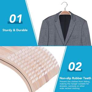 ไม้แขวนเสื้อไม้เนื้อเบา ไม่ลื่น แข็งแรง ทนทาน ลายเส้นนุ่ม สำหรับแขวนเสื้อผ้า - Product Image 6