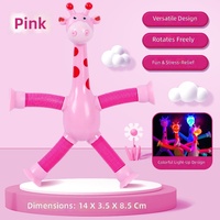 Jouet girafe extensible à ventouse de dessin animé avec cou télescopique pour enfants - Cadeaux interactifs anti-stress