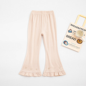 <span class=keywords><strong>Leggings</strong></span> Casual per Bambine, Pantaloni a Zampa per Primavera e Autunno con Motivi a Cuore e Orli Arricciati - Product Image 3
