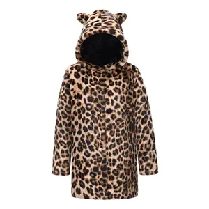 Wholesaler Women Fake Fur Long Coat Parka Coat Jacket In Winter Fall Oversize leopard print Faux Fur Coat