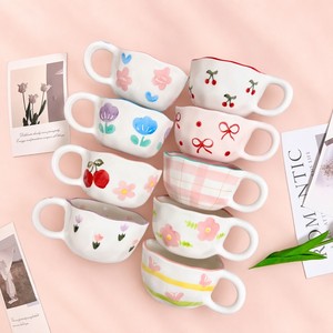 แก้วกาแฟเซรามิกหรูหราสไตล์นอร์ดิก ทำมือ ดีไซน์ลายคลื่นไม่สม่ำเสมอ ขนาด 12 ออนซ์ แก้วพอร์ซเลนอย่างดี สำหรับงานเลี้ยงน้ำชาช่วงบ่าย - Product Image 1