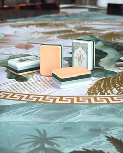 Nouvelles tuiles de mahjong américaines en acrylique de luxe, modernes, blanches, en forme de lotus, <span class=keywords><strong>avec</strong></span> 10 jokers, faites à la main, portables, résistantes à l'eau, pour 4 joueurs - Product Image 4