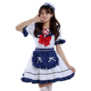 Robe de marin de style japonais avec nœud rouge, jupe plissée trapèze, taille élastique, tenue de soirée, costume de demoiselle Lolita - Product Image 4