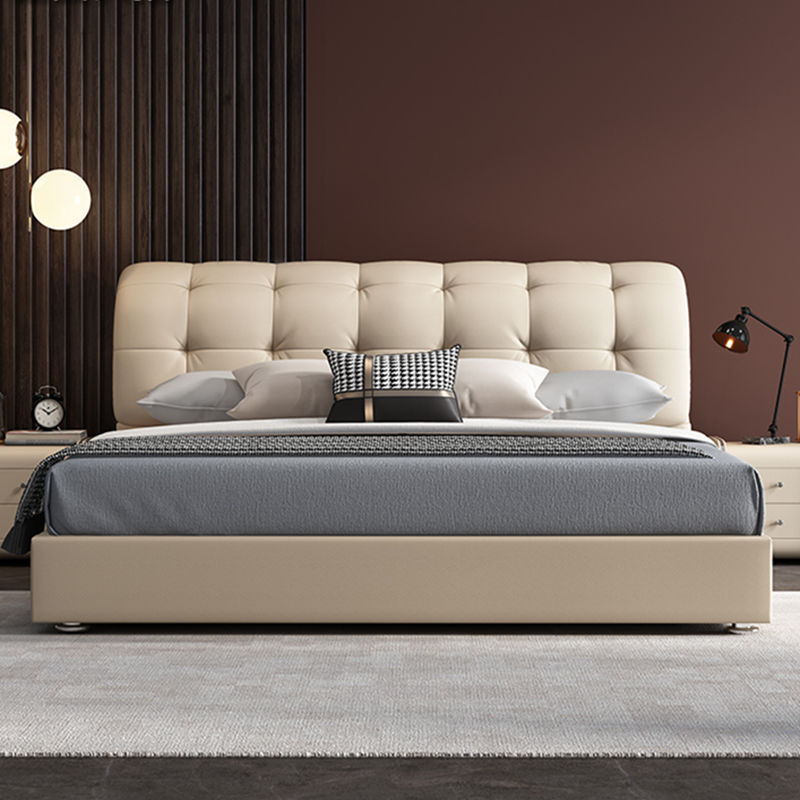 キングサイズベッドフレームレジャー布張りレザーベッドモダン布張り