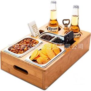 Caja de madera para aperitivos y cerveza, tipo sofá, para uso transfronterizo, soporte de bandeja de almacenamiento de control remoto para escritorio, caja organizadora de aperitivos - Product Image 1