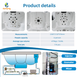 Hydrothérapie Bain à remous extérieur <span class=keywords><strong>Spa</strong></span> <span class=keywords><strong>6</strong></span> <span class=keywords><strong>places</strong></span> Bain à remous moderne 176 jets Jacuzzier de luxe avec 27 lumières LED colorées - Product Image 3