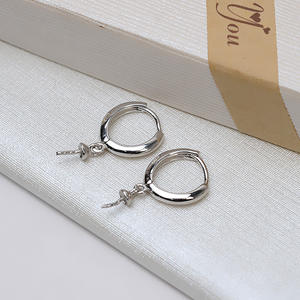 Accessoires de bricolage européens et américains, crochet d'oreille en argent S925, plume, perle de 3 mm à trou traversant, longue ligne d'oreille, support de perle, accessoires - Product Image 4