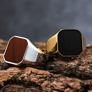 Fatingna 18 Karat vergoldeter Edelstahl Herren Siegelringe Schwarzer Onyx mit Achat stein für Hochzeits-Verlobung und Jubiläum - Product Image 3