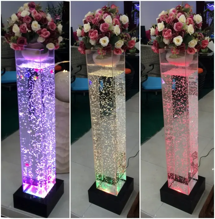 Tubo Cuadrado de acrílico, tubo de pilar de burbuja de agua para decoración de boda