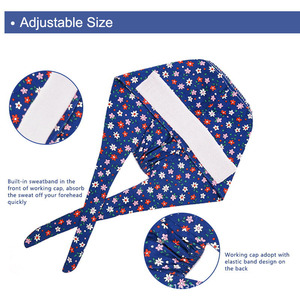 Nouveau design Casquettes d'infirmière unisexes à nouer avec impression de personnages de Noël Chapeaux de gommage chirurgical Casquette de gommage pour hôpital - Product Image 3