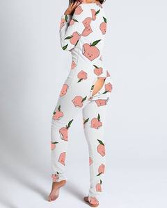 Celana panjang Piyamas natal ukuran Plus 2025 piyama Onesie Valentine Natal liburan dengan penutup bokong untuk wanita - Product Image 3