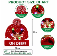 Bonnet tricoté de Noël à LED lumineux Bonnet de Noël Bonnet d'hiver unisexe avec LED colorées pour Noël Nouvel An