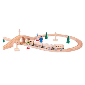 37 pcs wood toys for kids wooden train