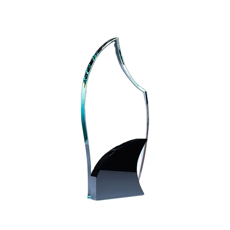 Nuevo Premio personalizado Jade Clear Blue Black Crystal Glass Trophy Award